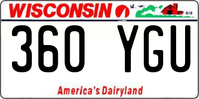 WI license plate 360YGU