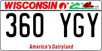 WI license plate 360YGY