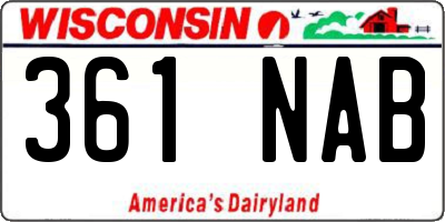 WI license plate 361NAB