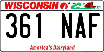 WI license plate 361NAF