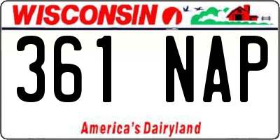 WI license plate 361NAP