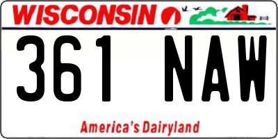 WI license plate 361NAW