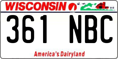 WI license plate 361NBC