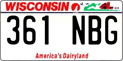 WI license plate 361NBG