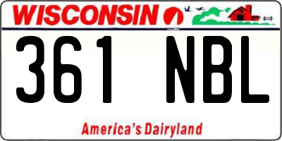 WI license plate 361NBL
