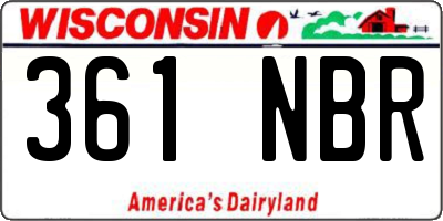WI license plate 361NBR