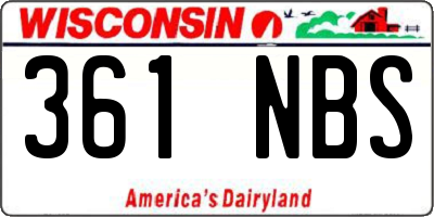 WI license plate 361NBS