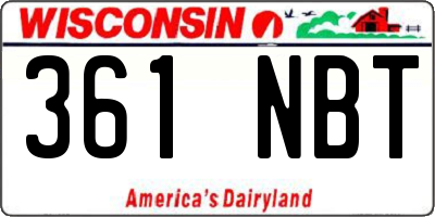 WI license plate 361NBT