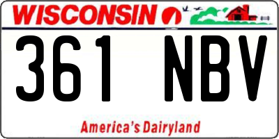 WI license plate 361NBV