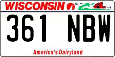 WI license plate 361NBW