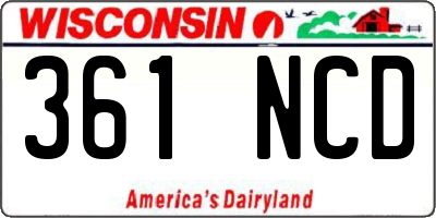 WI license plate 361NCD
