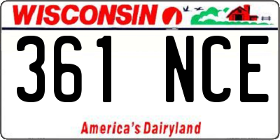 WI license plate 361NCE
