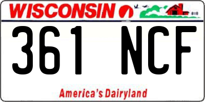WI license plate 361NCF