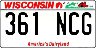 WI license plate 361NCG