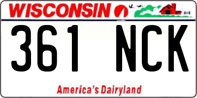 WI license plate 361NCK