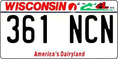WI license plate 361NCN