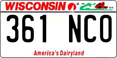 WI license plate 361NCO