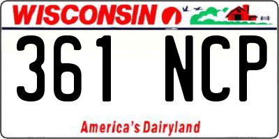 WI license plate 361NCP
