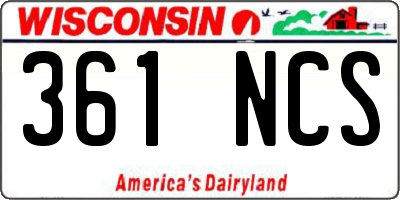 WI license plate 361NCS