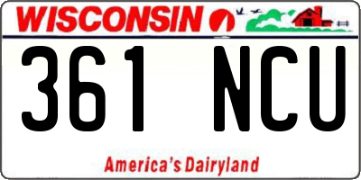 WI license plate 361NCU