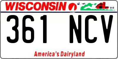 WI license plate 361NCV