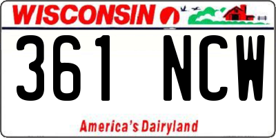 WI license plate 361NCW