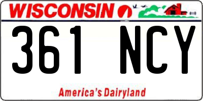WI license plate 361NCY