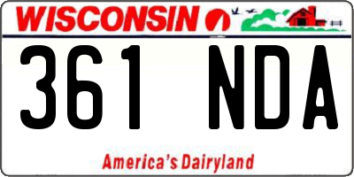 WI license plate 361NDA