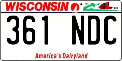 WI license plate 361NDC