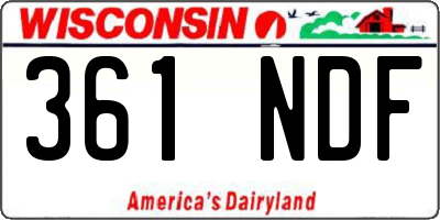 WI license plate 361NDF