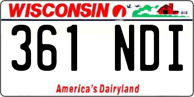 WI license plate 361NDI