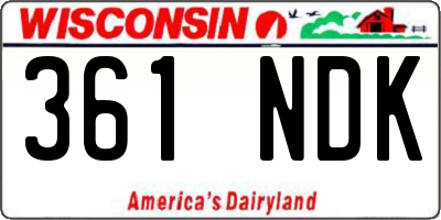 WI license plate 361NDK