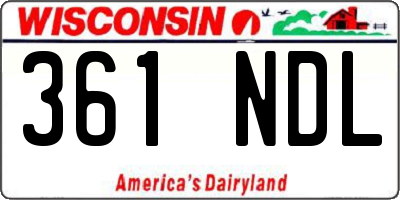 WI license plate 361NDL