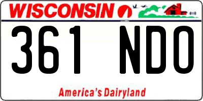 WI license plate 361NDO