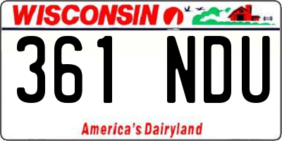 WI license plate 361NDU