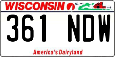 WI license plate 361NDW