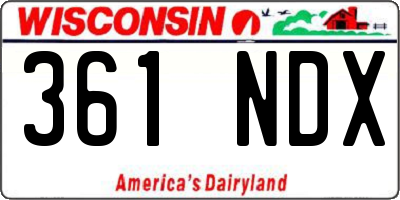 WI license plate 361NDX
