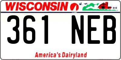 WI license plate 361NEB