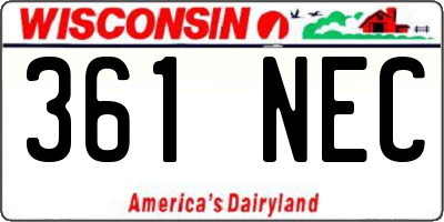 WI license plate 361NEC