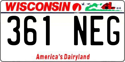 WI license plate 361NEG