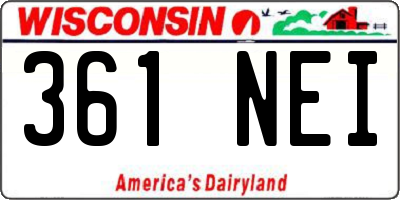 WI license plate 361NEI