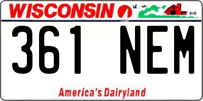 WI license plate 361NEM