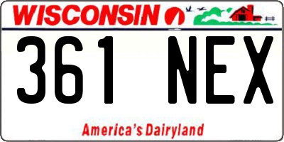 WI license plate 361NEX