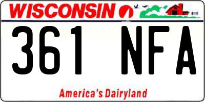 WI license plate 361NFA