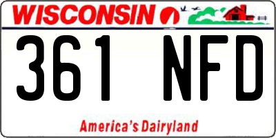 WI license plate 361NFD