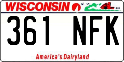 WI license plate 361NFK