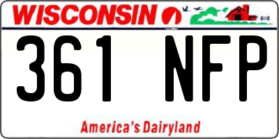 WI license plate 361NFP