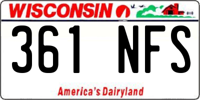 WI license plate 361NFS