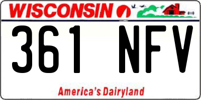 WI license plate 361NFV