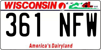 WI license plate 361NFW